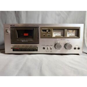 Akai CS-703D Stereo Cassette Deck Vintage Silver Face Wood Case Made in Japan